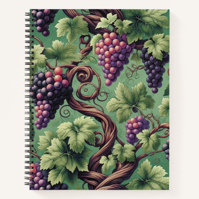 Verdant Vineyard Bliss: A Tapestry of Grapevines Notebook (Front)