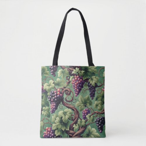 Verdant Vineyard Bliss A Tapestry of Grapevines Tote Bag