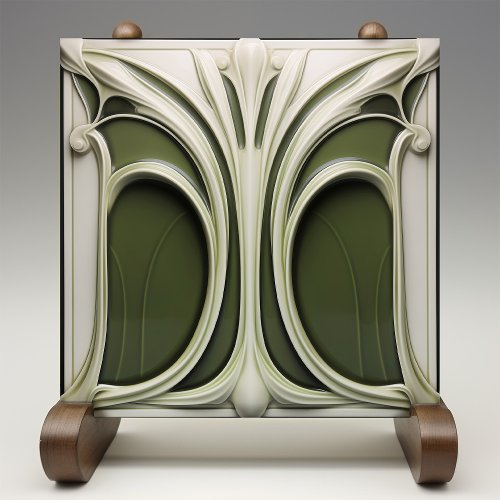 Verdant Whisper Art Nouveau Ceramic Tile