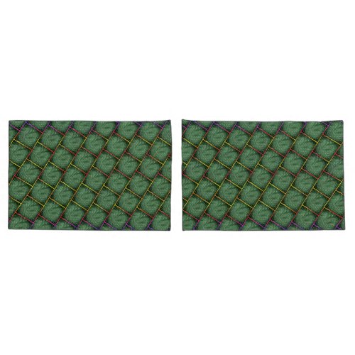 Verde sob rede tela grade em cores _quadrados pillow case
