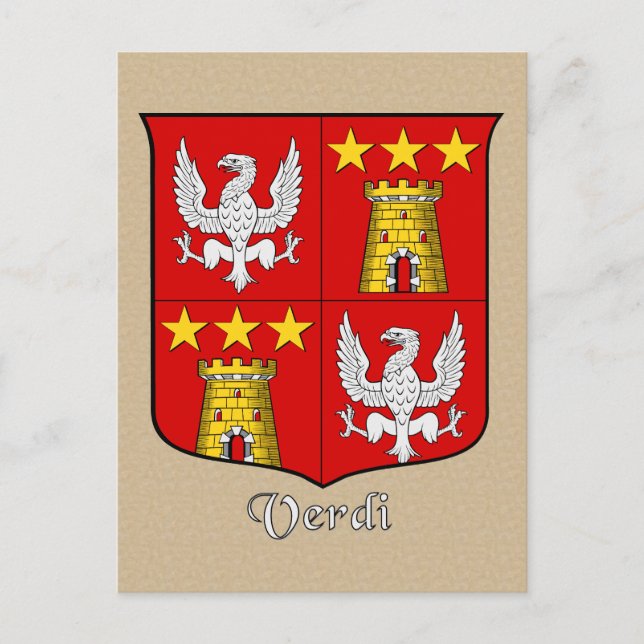 Verdi Family Heraldic Shield Postcard (Front)