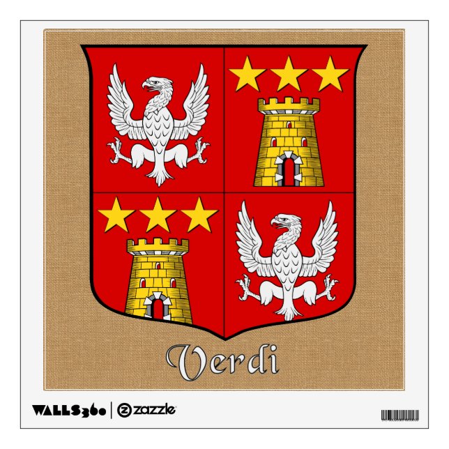 Verdi Historical Shield on Burlap Style Wall Sticker (Front)