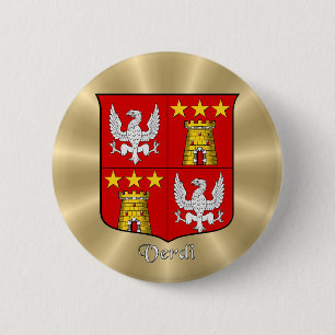 Verdi Historical Shield on Golden Sunburst Pinback Button