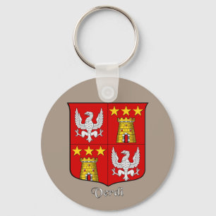 Verdi Italian Surname Historical Shield Keychain