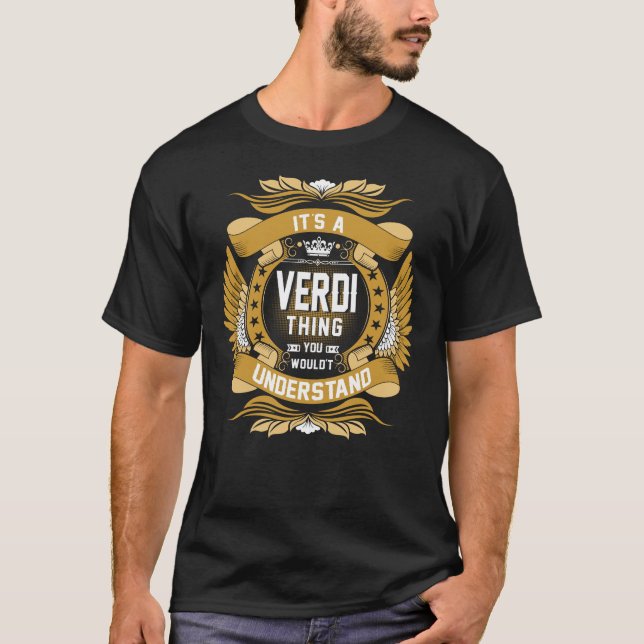 VERDI Last Name, Personalized Name T-Shirt (Front)