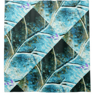 verdigris copper leaf design shower curtain