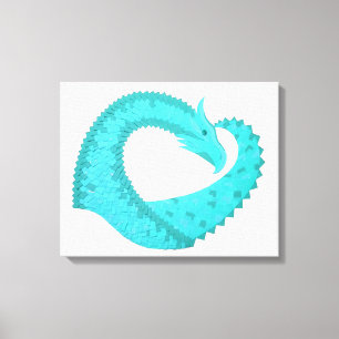 Verdigris heart dragon on white canvas print