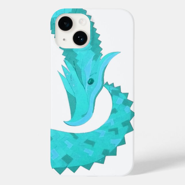 Verdigris heart dragon on white Case-Mate iPhone case (Back)