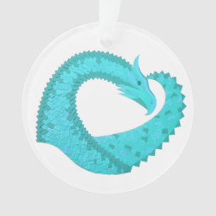 Verdigris heart dragon on white ornament