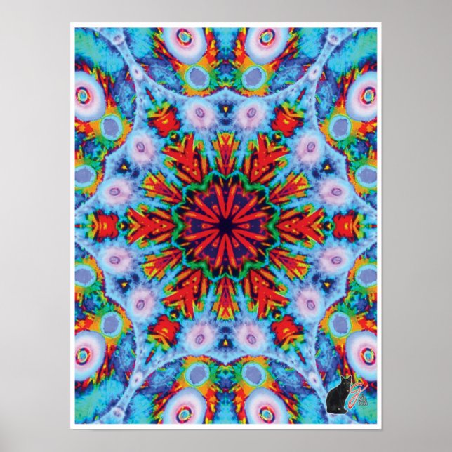 Verdigris Kinetic Collage Kaleidoscope Poster (Front)