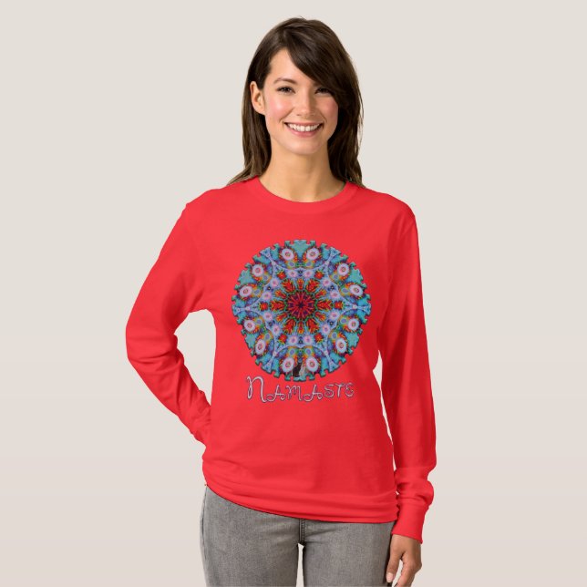 Verdigris Namaste Kaleidoscope T-Shirt (Front Full)