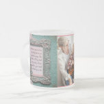 Verdigris silver and peach Grandmother&#39;s Frosted Glass Coffee Mug