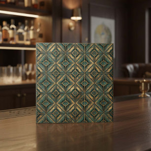 Verdigris Star Medallion: Aged Bronze #15 ID1227 Ceramic Tile