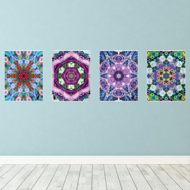 Verdigris, Violette, Vivid, Voila -  Wall Art Sets (Wood Floor)