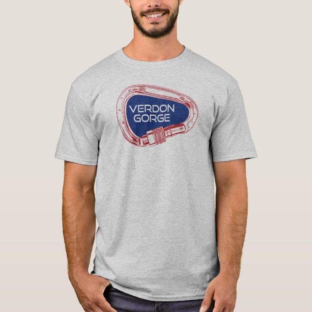 Verdon Gorge France Rock Climbing Carabiner T-Shirt (Front)