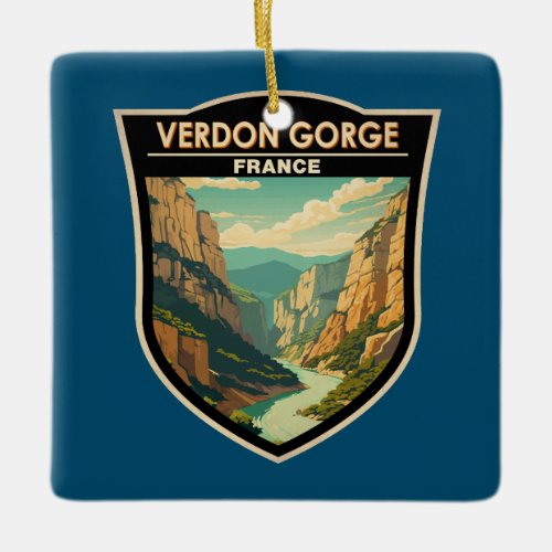 Verdon Gorge France Travel Art Vintage Ceramic Ornament