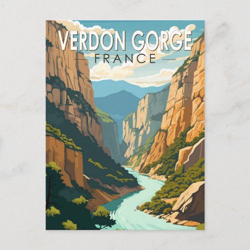 Verdon Gorge France Travel Art Vintage Postcard