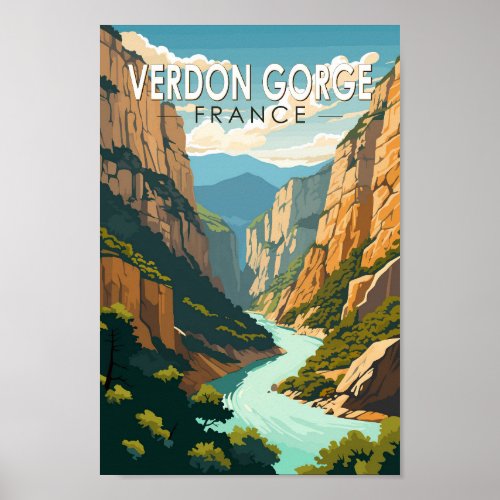Verdon Gorge France Travel Art Vintage Poster