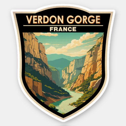 Verdon Gorge France Travel Art Vintage Sticker