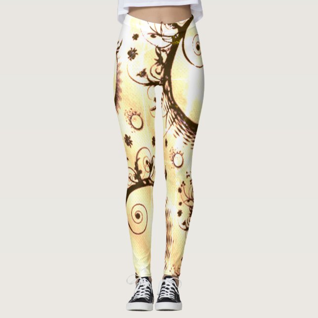 Verdredi Swirls Fancy Comfy Yoga Pants Leggings (Front)
