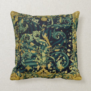 Verdure Birds & Fruit Renaissance Tapestry Throw P Pillow