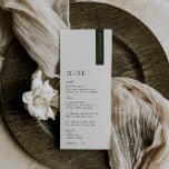 VERDURE Modern Wedding Place Card Menu<br><div class="desc">VERDURE pine green minimalist,  wedding guest place card and menu. Features,  pine green typography on soft beige backgrounds. Fonts and background color can be customized. Please note,  guest names must be entered and added to your cart individually.</div>