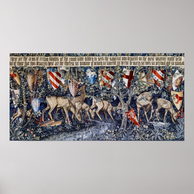 Verdure with Deer and Shields, William Morris Poster (Front)