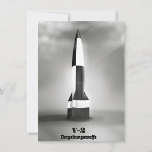 Vergeltungswaffe V2 Rocket B&W vintage style. Invitation
