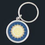 Vergina Sun Premium Round Keychain<br><div class="desc">Vergina Sun is a solar symbol, being found in temple art depicting the sun God Helios, the motif itself is ubiquitous in Greek and Macedonian art.</div>