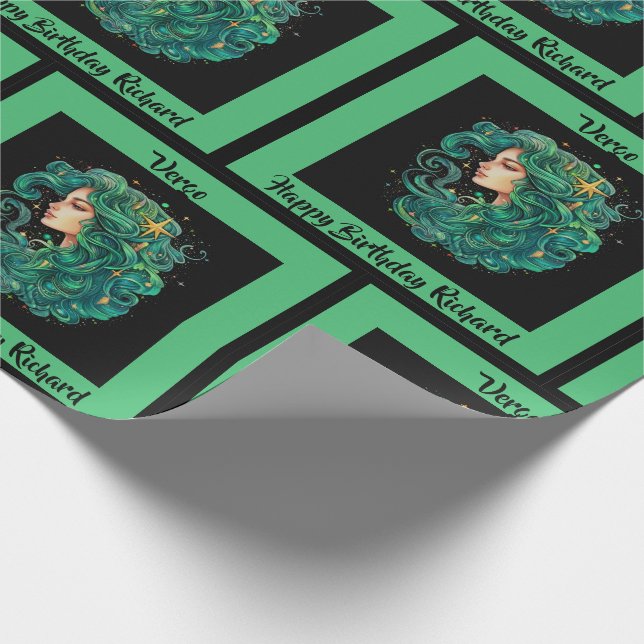 Vergo Add Name Birthday Horoscope Gift Wrapping Paper (Corner)
