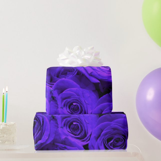 Veri peri periwinkle blue purple roses  wrapping paper (Party Gifts)