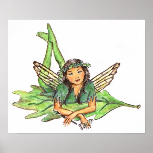 Veridian Green Pixie Fairy JL Biel Poster
