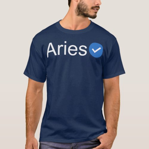 Verified Aries White Text T_Shirt