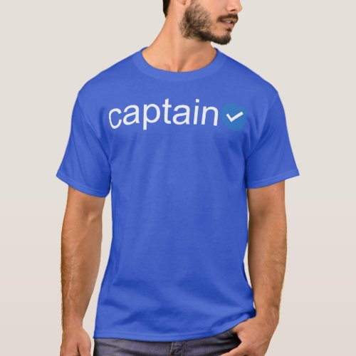 Verified Captain White Text T_Shirt