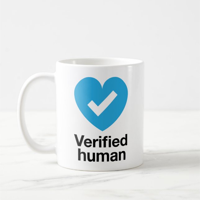 Verified Human Checkheart Coffee Mug (Left)