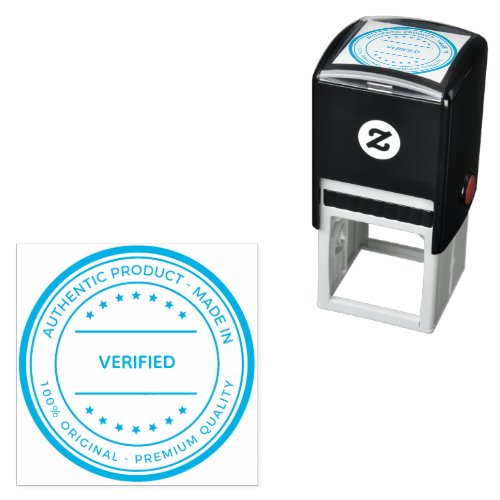 Verified Quality Seal Light Blue Authentic Premium Self-inking Stamp