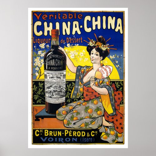 Veritable China Liqueur France Vintage Poster
