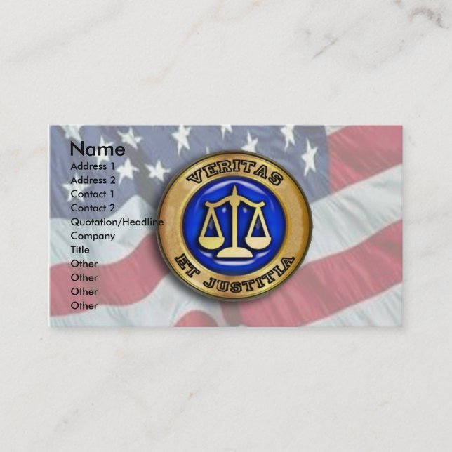 Veritas et Justitia on US FLag Business Card (Front)