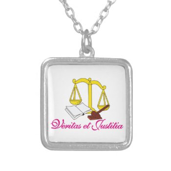 Veritas Et Justitia Silver Plated Necklace by Grandslam_Designs at Zazzle