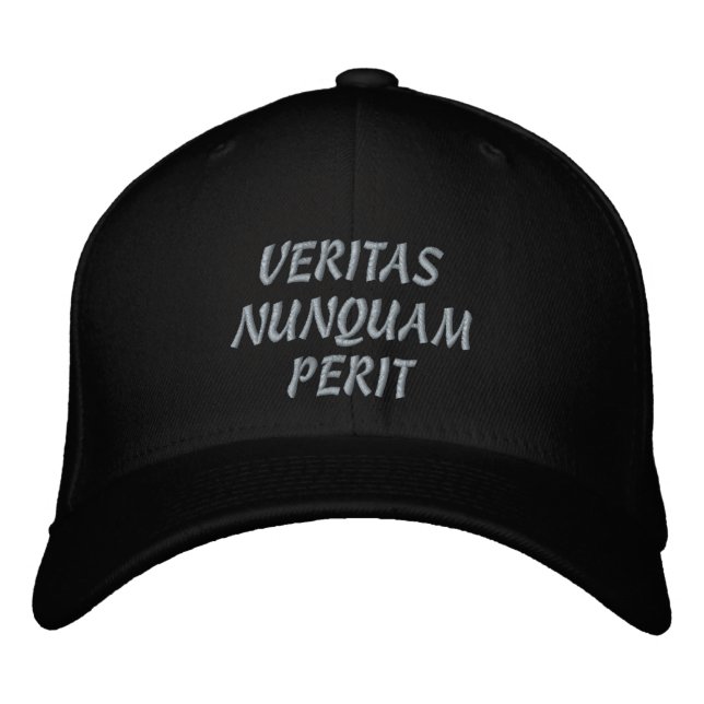 VERITAS NUNQUAM PERIT ( TRUTH NERVER DIES ) EMBROIDERED BASEBALL CAP (Front)