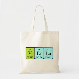 Verla periodic table name tote bag