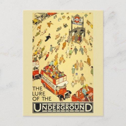 Verlockung des Untergrunds  London Vintage Plakat Postcard