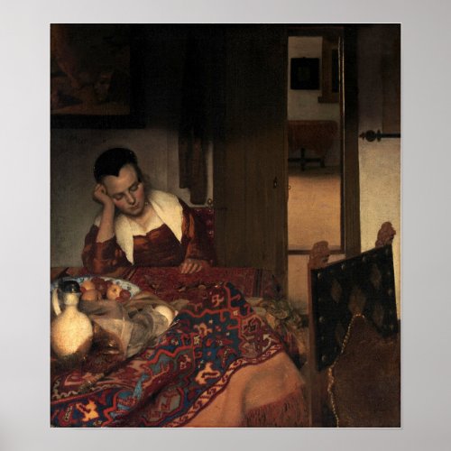 Vermeer _ A Maid Sleeping 1657 Poster