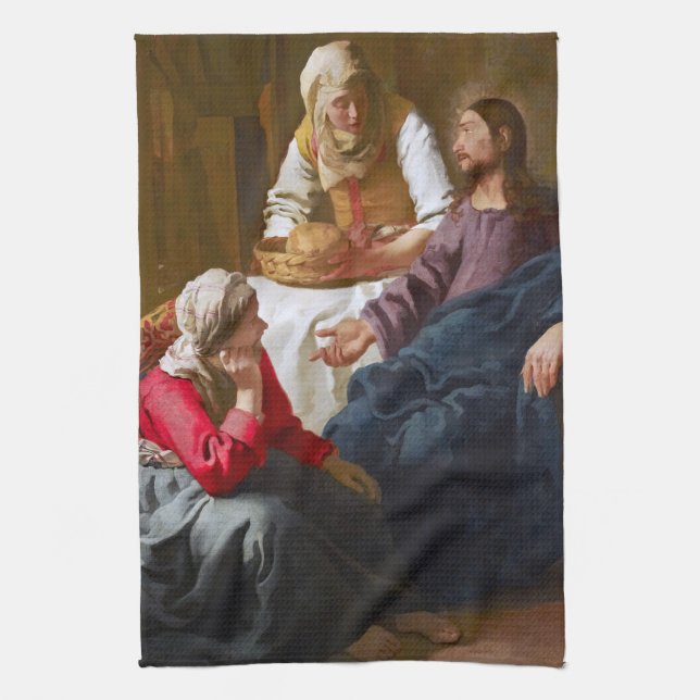 Vermeer - Christ in the House of Martha and Mary Kitchen Towel (Vertical)