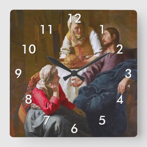 Vermeer _ Christ in the House of Martha and Mary Square Wall Clock