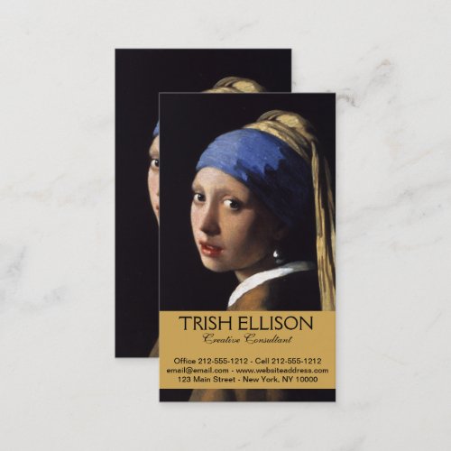 Vermeer Girl Pearl Earring Masterpiece Painting Business Card
