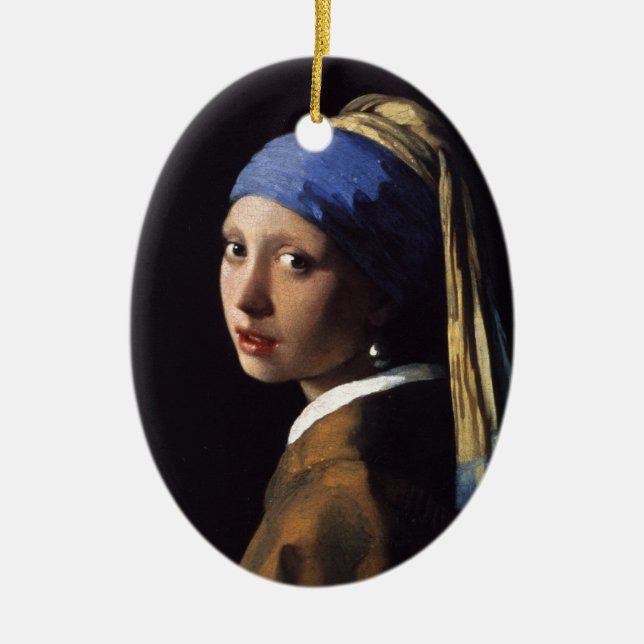 Vermeer Girl Pearl Earring Masterpiece Painting Ceramic Ornament (Front)