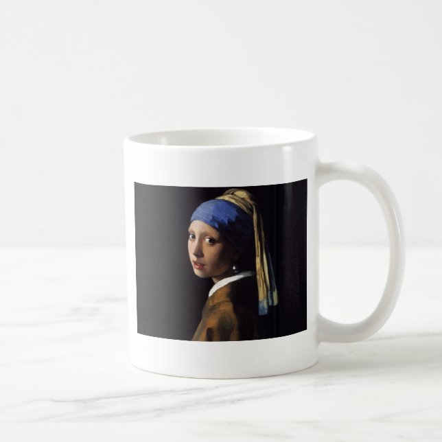 Vermeer Girl Pearl Earring Masterpiece Painting Coffee Mug (Right)