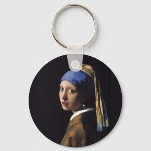 Vermeer Girl Pearl Earring Masterpiece Painting Keychain