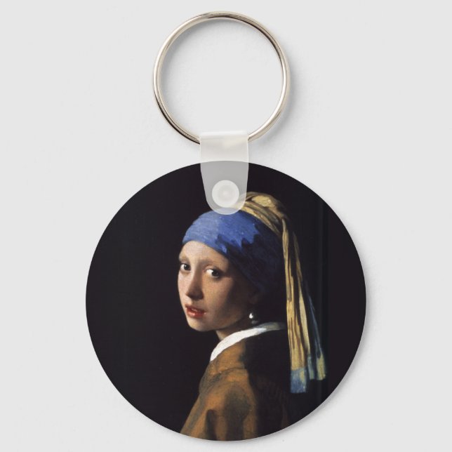 Vermeer Girl Pearl Earring Masterpiece Painting Keychain (Front)